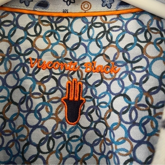 Visconti Black My Favorite Shirt All Print Flip Cuff Button Down Shirt Mens Lg - Picture 2 of 7